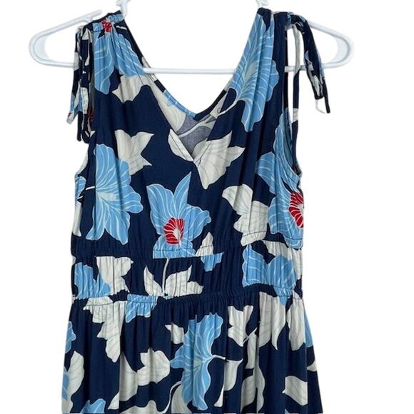 Jessica Simpson-Blue Floral Maxi Dress, Sleeveless V-neck - Picture 3 of 6